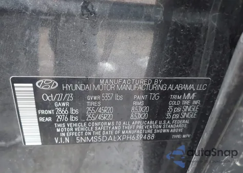2023 Hyundai Santa Fe Calligraphy from USA, damaged, VIN 5NMS5DALXPH639488